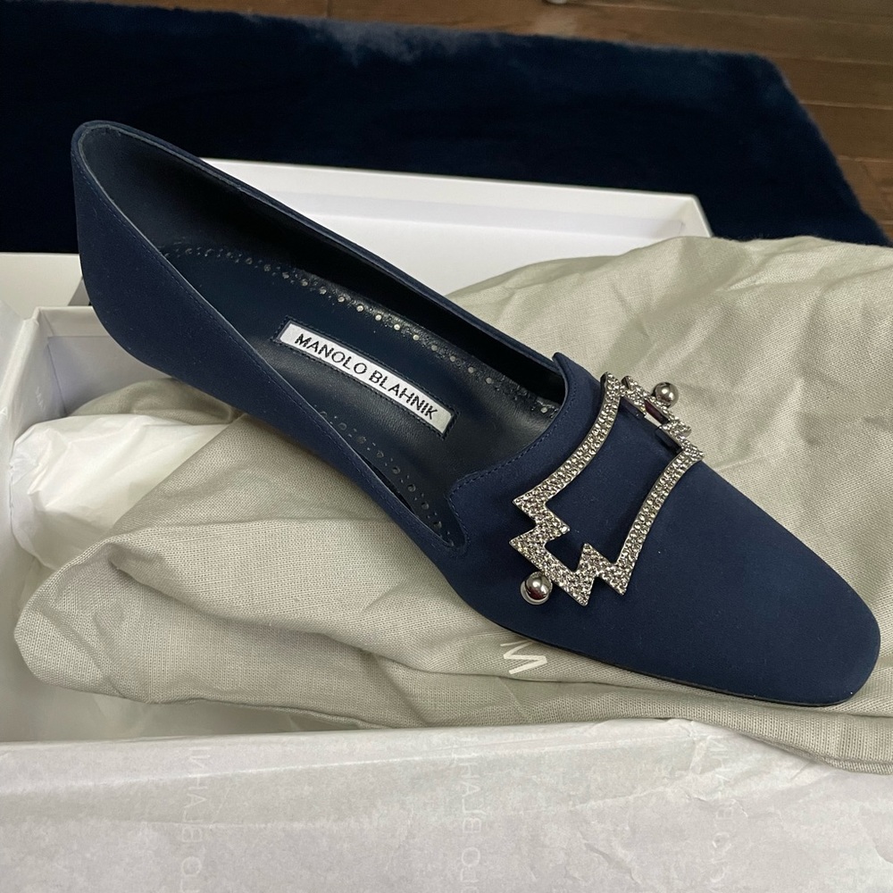 Manolo Blahnik kitten heels with Crystal detail